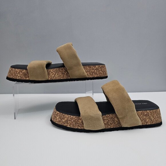NEW Free People Fairmount Sandal Womens 10 Taupe Tan Suede Cork Platform Slide - Picture 2 of 13